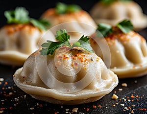 Manti with meat. Generated by AI.