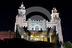Manti Utah Temple at night