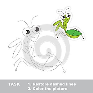 Mantis to be traced. Vector trace game.