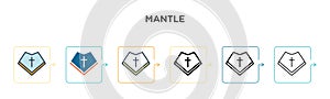 Mantle vector icon in 6 different modern styles. Black, two colored mantle icons designed in filled, outline, line and stroke