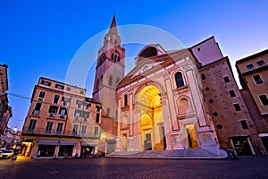 Mantova city Piazza Andrea Mantegna evening view