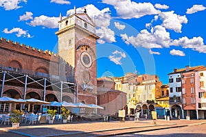 Mantova city Piazza delle Erbe evening view, European capital of culture and UNESCO world heritage site