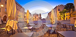 Mantova city Piazza Sordello cafe and architecture dawn view