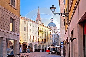 Mantova idyllic italian city street and church towers view