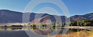 Mantua Reservoir landscape views. Mantua is a small town on the eastern edge Box Elder County, Historically known as Box Elder Val