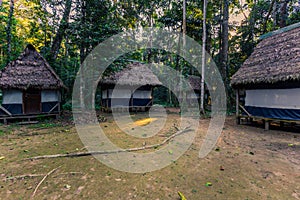 Manu National Park, Peru - August 07, 2017: Jungle lodges of Cocha Otorongo in the Amazon rainforest of Manu National Park, Peru photo