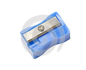 Manual blue pencil sharpener, isolated