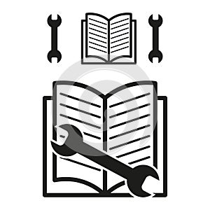 Manual book icon. Tools knowledge. Repair guide. Vector illustration. EPS 10.