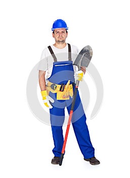 Manual construction worker with shovel