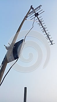 Manual and digital Tv antenna wear bamboo poles