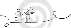 Manual doc line icon. Technical instruction sign. Continuous line with curl. Vector