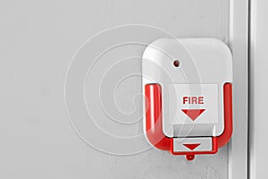 Manual fire alarm pull station indoors