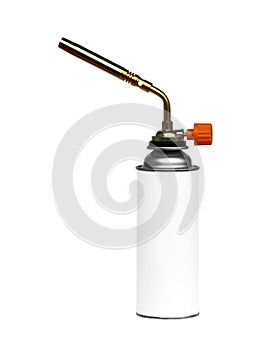 Manual gas torch burner for gas bottle, flame gun blow torch for camping, isolated on white background