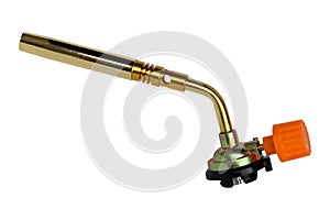 Manual gas torch burner for gas bottle, flame gun blow torch for camping, isolated on white background