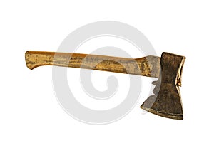 Manual joiner`s tool. Axe for wood processing, white background