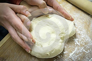 Manual kneading of dough for cooking homemade food