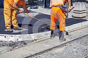 Manual labor, road street repairing work