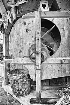 Manual machine used to shell the corn.