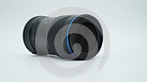 Manual macro photography lens isolated on white background