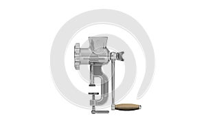 Manual meat grinder in action