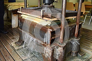 Manual paper production in the handcrafting workshop in the SteyrermÃ¼hl paper maker museum