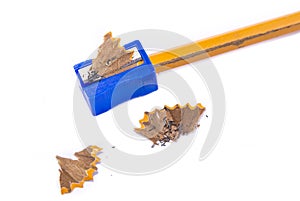 Manual pencil sharpner on the white background.