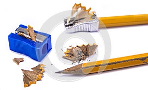 Manual pencil sharpner on the white background.