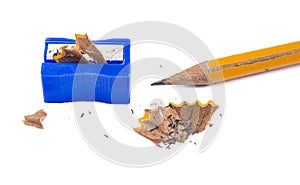 Manual pencil sharpner on the white background. photo