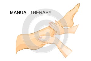 Manual therapy. women`s leg. foot massage