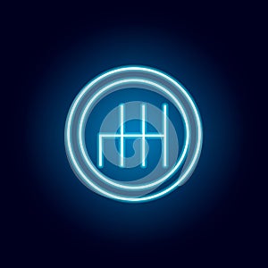Manual transmission icon in blue neon style. Element of racing for mobile concept and web apps icon. Thin line icon for website