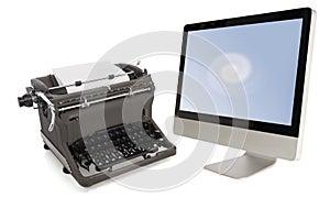 Manual typewriter and modern computer