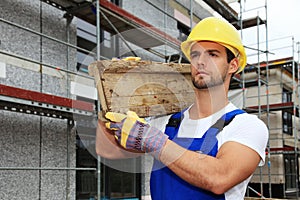 Manual worker on construction site