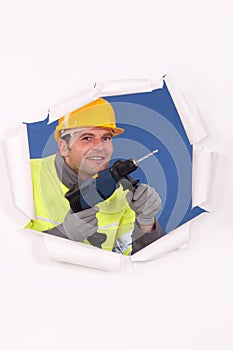 Manual worker with drill