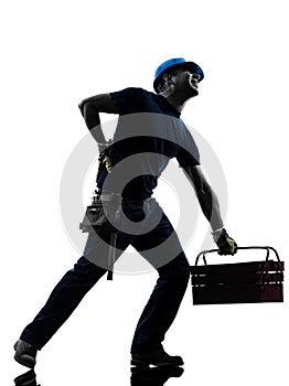 Manual worker man backache pain silhouette