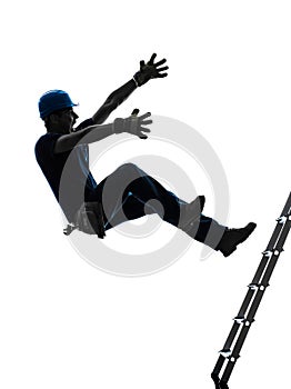 Manual worker man falling from ladder silhouette photo