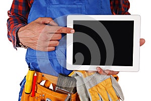 Manual worker man isolated on white background