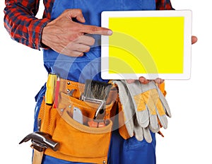 Manual worker man isolated on white background