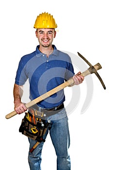 Manual worker with pickax background