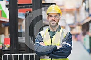 Manual worker wearing hardhat and eyewear