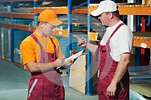 Manual workers in warehouse