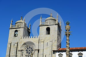 Manueline Pillory and Porto Catherdral, Porto, Portugal