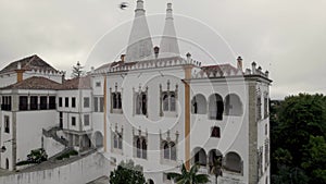 Manueline wing of National Palace Sintra, Town Palace, Portugal. Aerial view