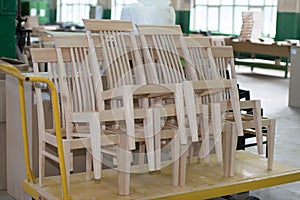 Manufacture of chairs from natural wood.Making chairs