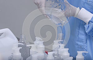 Manufacture filling Hand Gel in Laboratory control room