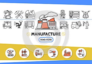 Manufacture Line Icons Set