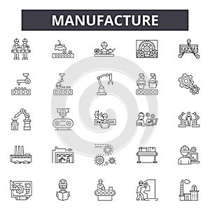 Manufacture line icons, signs, vector set, linear concept, outline illustration