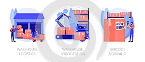 Manufacture management and modern technology implementation abstract concept vector illustrations.