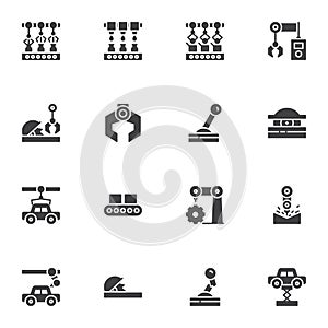 Manufacture robot vector icons set