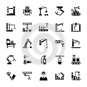 Manufacture Robotics Glyph Vector Icons