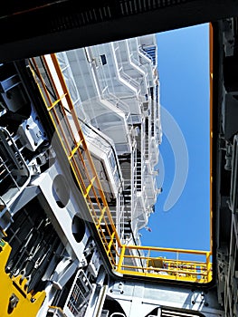 ship superstructure under the bule sky photo
